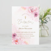 roze bloemen | Confirmation!REMOVE! Kaart (Staand voorkant)