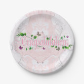 Roze Bloemen Congratulations tekst Papieren bord (Voorkant)