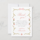 Roze Bloemen Coquette Baby shower Dank u kaart (Voorkant)