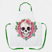 Roze Bloemen Coquette Bloemen Schedel Roos Skelet Schort (Voorkant)