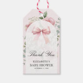 Roze Bloemen Coquette Bow Baby shower Dank u Cadeaulabel (Voorkant)