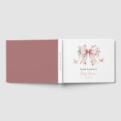 Roze Bloemen Coquette Bow Baby shower Gastboek Gastenboek (Volledig)