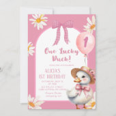 Roze Bloemen Coquette Een Lucky Duck Verjaardag Kaart (Voorkant)