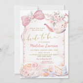 Roze Bloemen Coquette Pearl Vrijgezellenfeest Tea  Kaart (Voorkant)