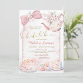 Roze Bloemen Coquette Pearl Vrijgezellenfeest Tea  Kaart (Staand voorkant)