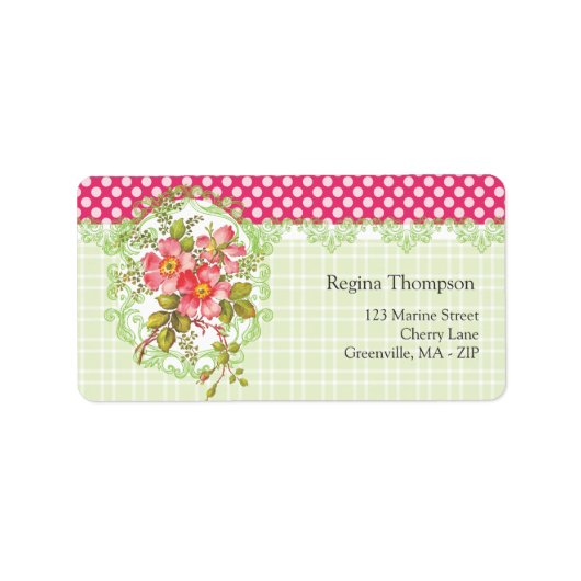  Roze Bloemen Cottage Droom Etiket (Voorkant)
