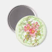 Roze Bloemen Cottage Droom Magneet (Voorkant / Achterkant)