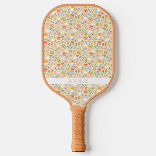 Roze Bloemen Cottage gepersonaliseerde Pickleball  Paddle (Voorkant)