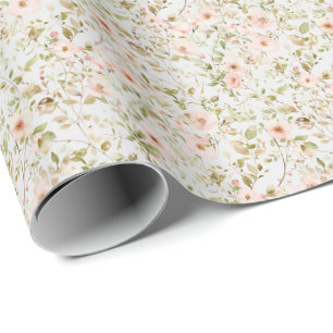Roze Bloemen Cottagecore Coquette Wrapping Paper Cadeaupapier