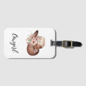 Roze Bloemen Cowgirl Cowboy Pet & Boots Bagagelabel (Voorkant (horizontaal))