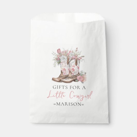 Roze Bloemen Cowgirl Laarzen en Green Bay Douche Bedankzakje (Voorkant)