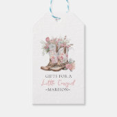 Roze Bloemen Cowgirl Laarzen en Green Bay Douche Cadeaulabel (Voorkant)