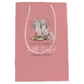 Roze Bloemen Cowgirl Laarzen en Green Bay Douche Medium Cadeauzakje (Voorkant)