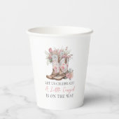 Roze Bloemen Cowgirl Laarzen en Green Bay Douche Papieren Bekers (Achterkant)