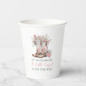 Roze Bloemen Cowgirl Laarzen en Green Bay Douche Papieren Bekers (Voorkant)