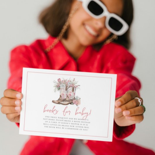 Roze Bloemen Cowgirl Laarzen Groenboek voor Baby Kaart