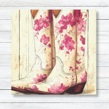 Roze Bloemen Cowgirl Laarzen - Meisjes Decor