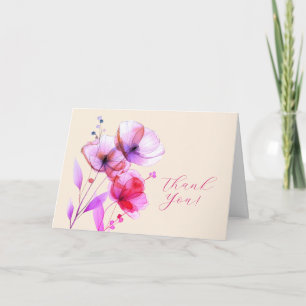 Roze Bloemen & Crème, Uw Logo, QR Code, Bedrijf Bedankkaart