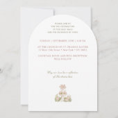 Roze Bloemen Crest Monogrammen Katholieke bruiloft Kaart (Achterkant)