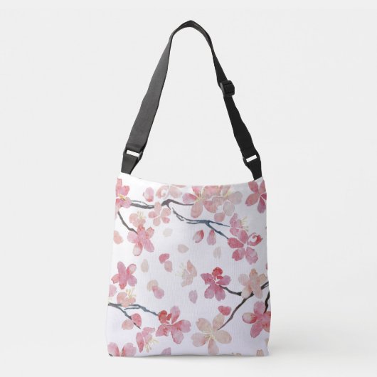 roze bloemen crossbody tas (Voorkant)