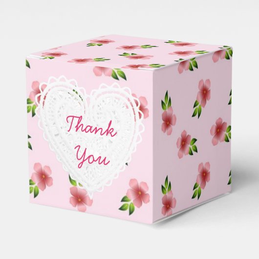 Roze bloemen Cupcake Box Bedankdoosjes (Voorkant Zijde)