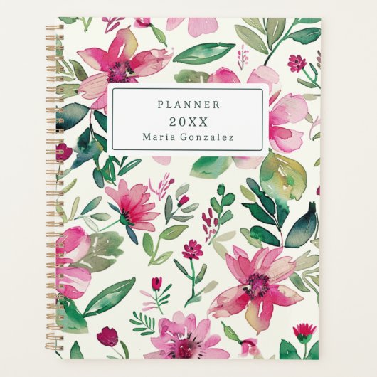 Roze Bloemen Custom 2025 Wekelijkse Planner (Voorkant)