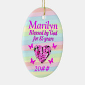 ROZE BLOEMEN CUSTOM 85TH VERJAARDAG ZEGEN ORNAMENT (Rechts)