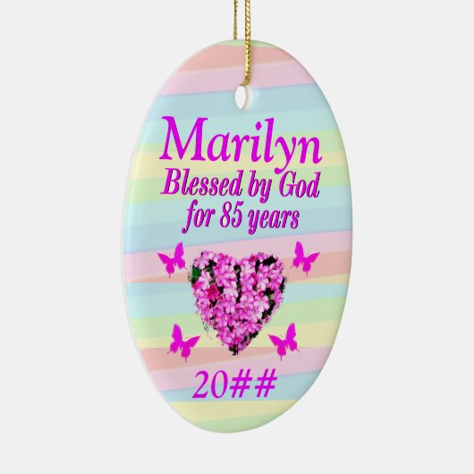 ROZE BLOEMEN CUSTOM 85TH VERJAARDAG ZEGEN ORNAMENT (Rechts)