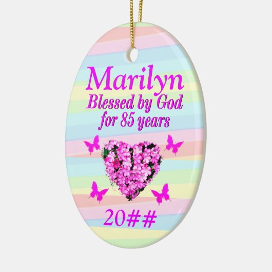 ROZE BLOEMEN CUSTOM 85TH VERJAARDAG ZEGEN ORNAMENT (Links)