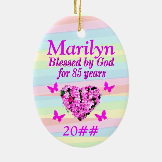 ROZE BLOEMEN CUSTOM 85TH VERJAARDAG ZEGEN ORNAMENT (Achterkant)