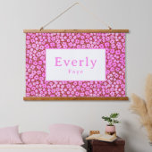 Roze Bloemen Custom Baby Meisje Naam Kwekerij Deco Hangend Wandkleed (Slaapkamer)