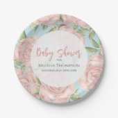 Roze Bloemen Custom Baby shower Papieren Bordje (Voorkant)