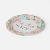 Roze Bloemen Custom Baby shower Papieren Bordje (Gekanteld)