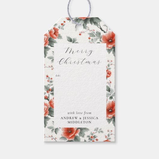 Roze  Bloemen Custom Gift Labels Cadeaulabel (Voorkant)