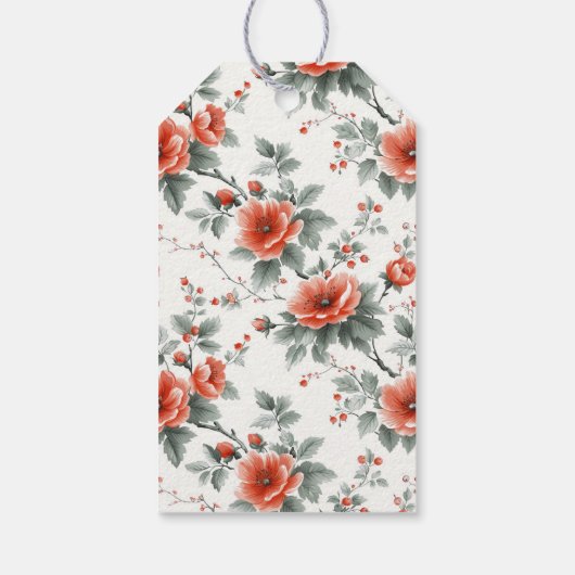 Roze  Bloemen Custom Gift Labels Cadeaulabel (Achterkant)