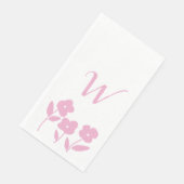 Roze Bloemen Custom monogram Servet (Hoek)