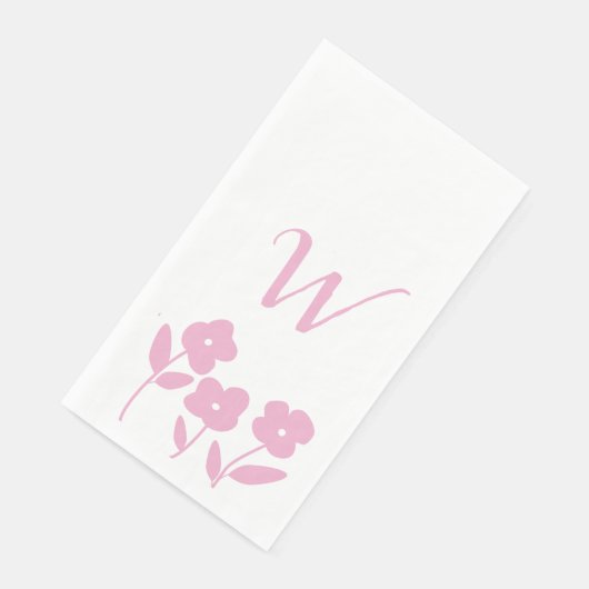 Roze Bloemen Custom monogram Servet (Hoek)