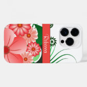  Roze Bloemen Custom Name Hibiscus Floral Case-Mate iPhone Case (Achterkant (horizontaal))