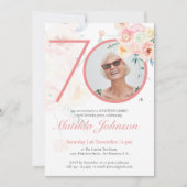 Roze Bloemen Custom Photo Surprise 70ste Verjaarda Kaart (Voorkant)