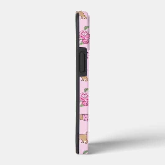 Roze Bloemen Dachshund Theme Telefoon Case-Mate iPhone Case (Achterkant / Rechts)