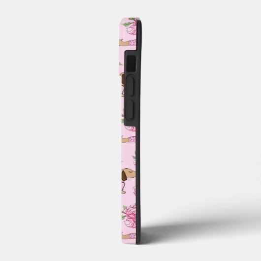 Roze Bloemen Dachshund Theme Telefoon Case-Mate iPhone Case (Achterkant / Links)
