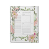 Roze bloemen dagelijkse planner vellen notitieblok (Linkerzijde)