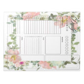 Roze bloemen dagelijkse planner vellen notitieblok (Voorkant)