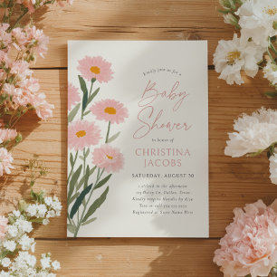 Roze Bloemen Daisy Baby in Bloom Baby shower Kaart