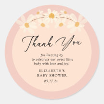 Roze Bloemen Daisy Bijen Baby shower Bedankt