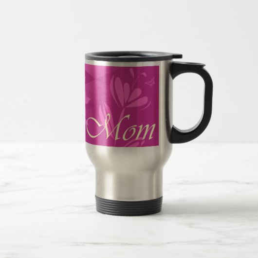 Roze bloemen dameskafelbord Mug Reisbeker (Rechts)