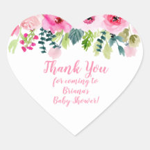 Roze Bloemen Dank u Baby shower Guns Heart Sti