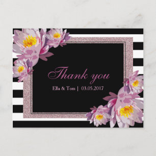 Roze Bloemen Dank u Briefkaart