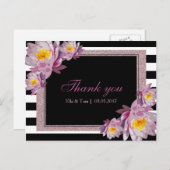 Roze Bloemen Dank u Briefkaart (Voorkant / Achterkant)