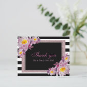 Roze Bloemen Dank u Briefkaart (Staand voorkant)